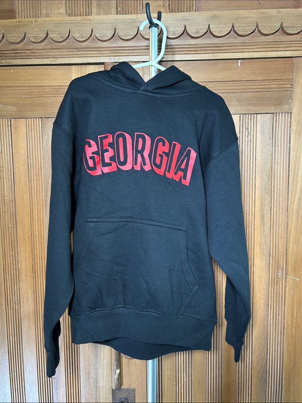 Daxton Georgia Black Hoodie with Red Logo Casual Pullover Youth Size Medium